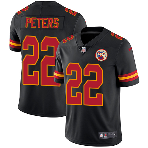 Nike Chiefs #22 Marcus Peters Black Men's Stitched NFL Limited Rush Jersey